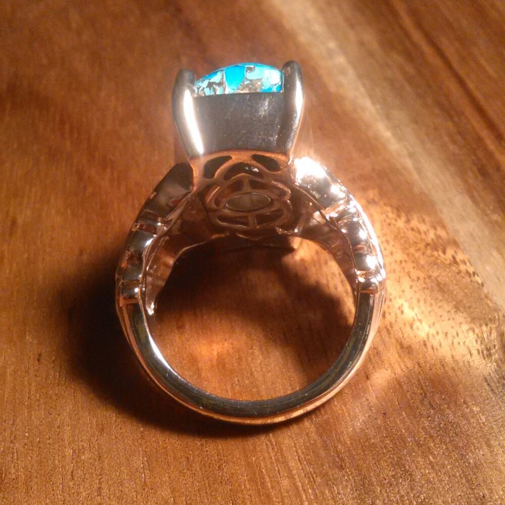 Matrix Chestnut Brine Turquoise Solitaire Copper Ring (Size 6) - Picture 8 of 16